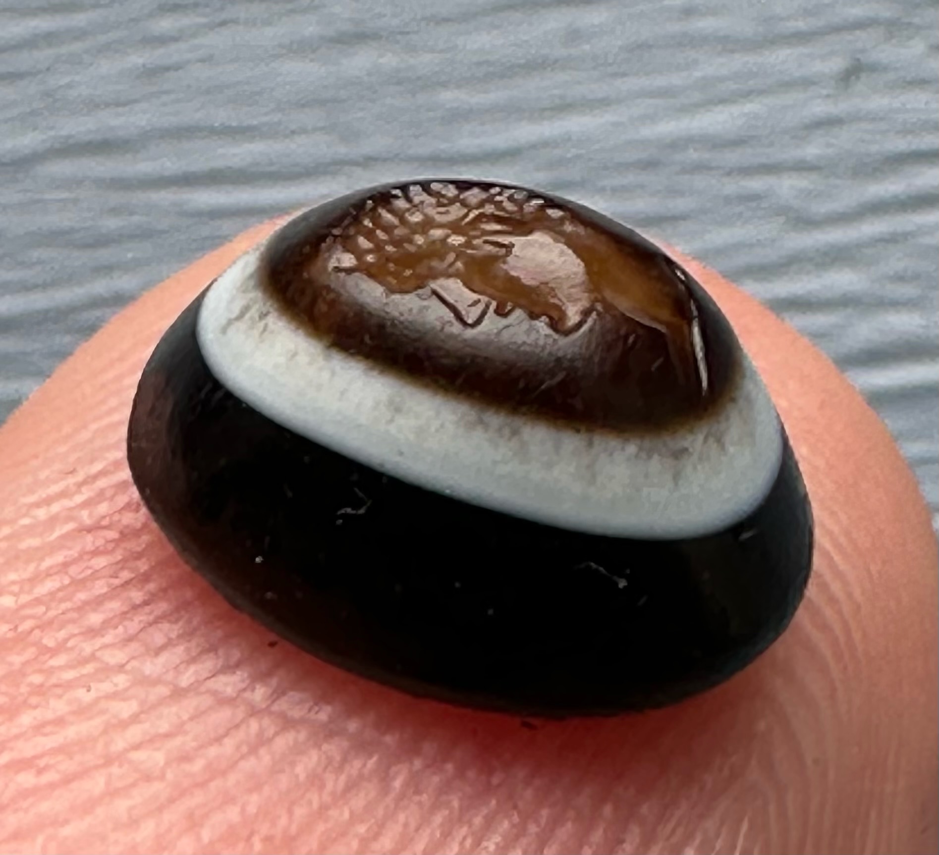 A Roman three-layered agate intaglio. Portrait of young Hercules.
