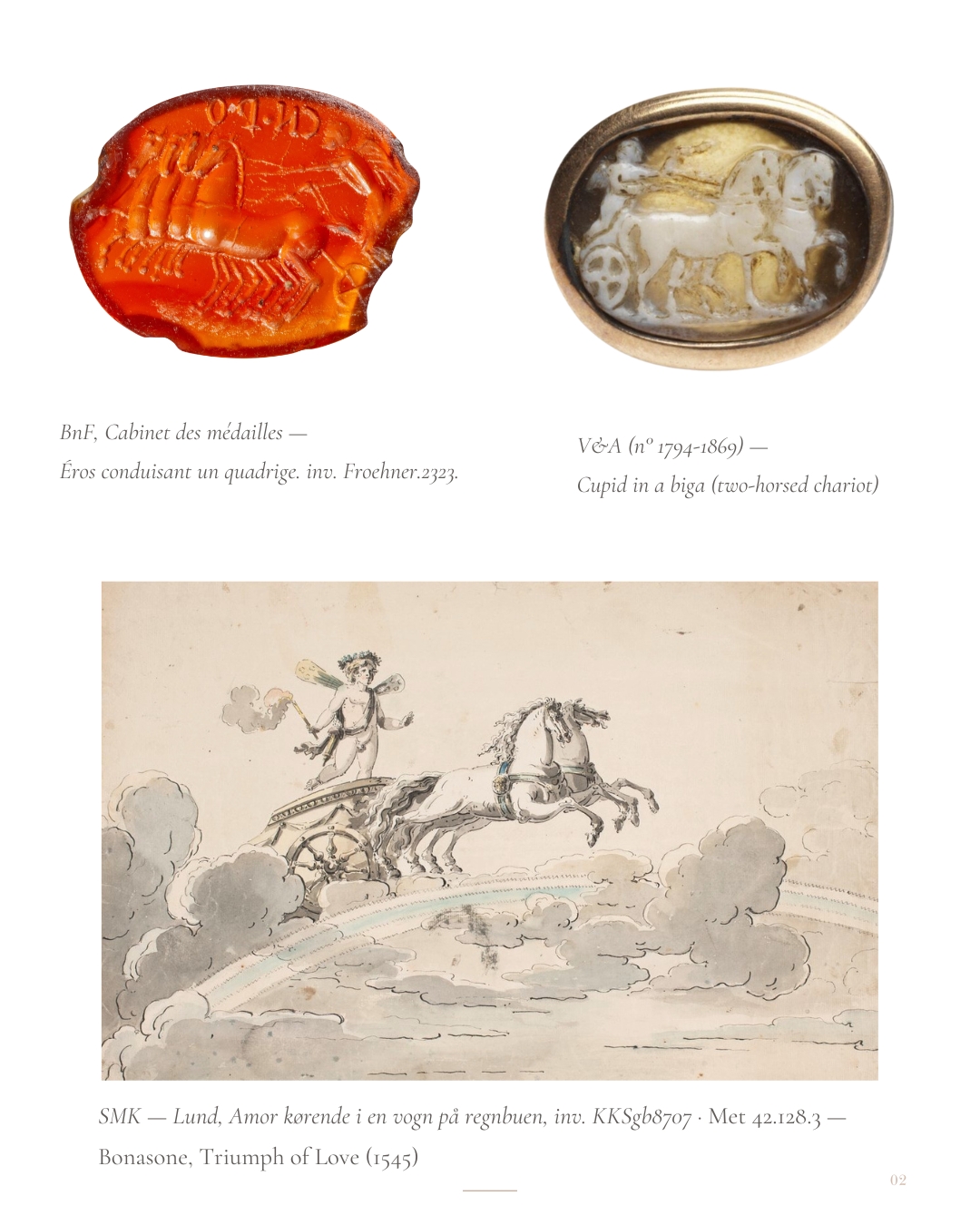A Neoclassical chalcedony intaglio set in a 22k gold ring. The Conquest of Love.