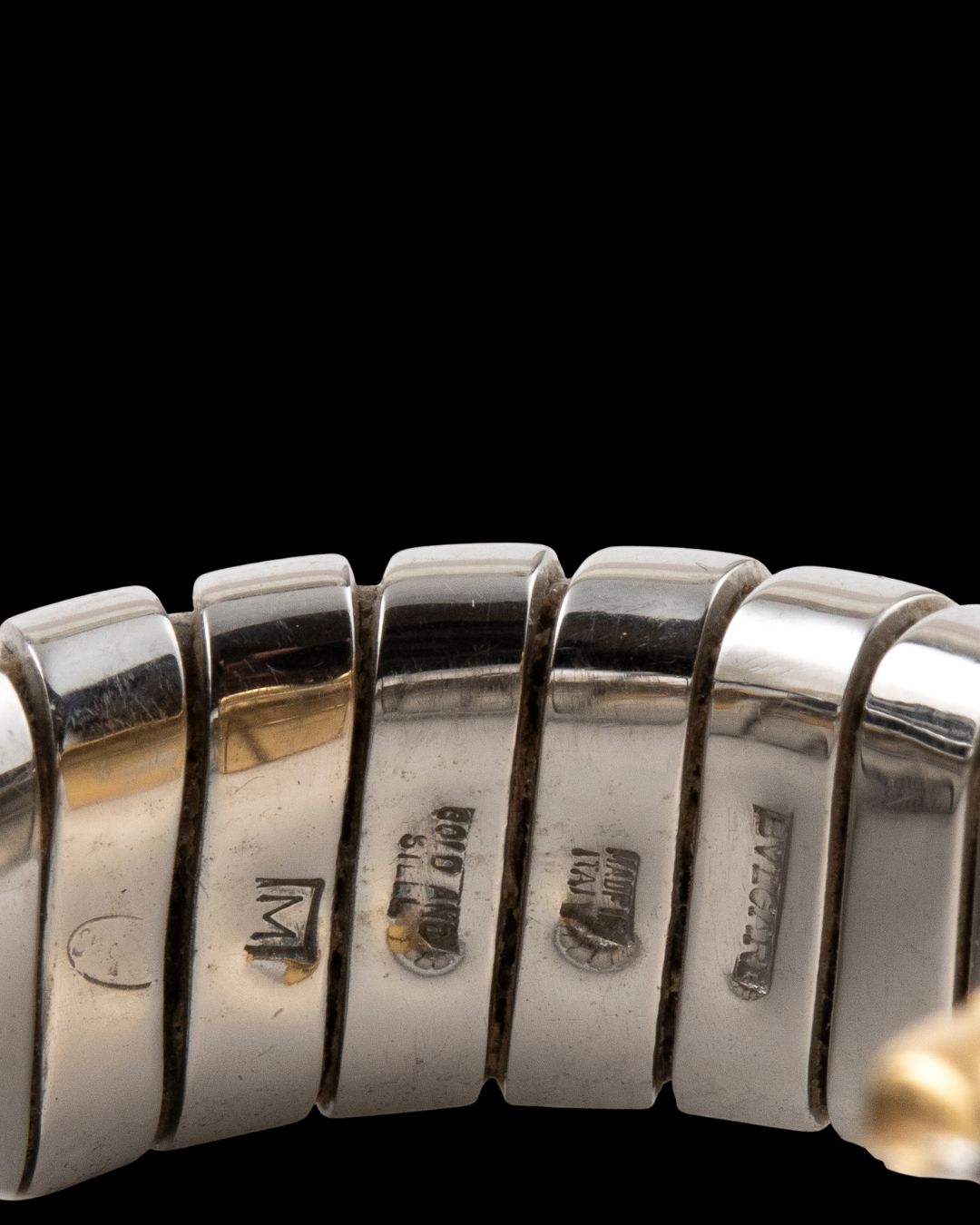 Bulgari, bague « Parentesi Tubogas » bicolore, diamants, vintage