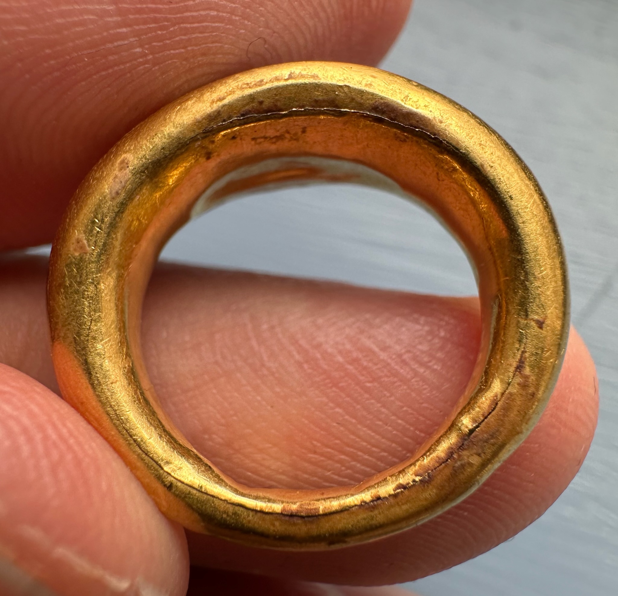 Roman Gold and Green Chalcedony Finger Ring. Satyr with Dionysiac Attributes.