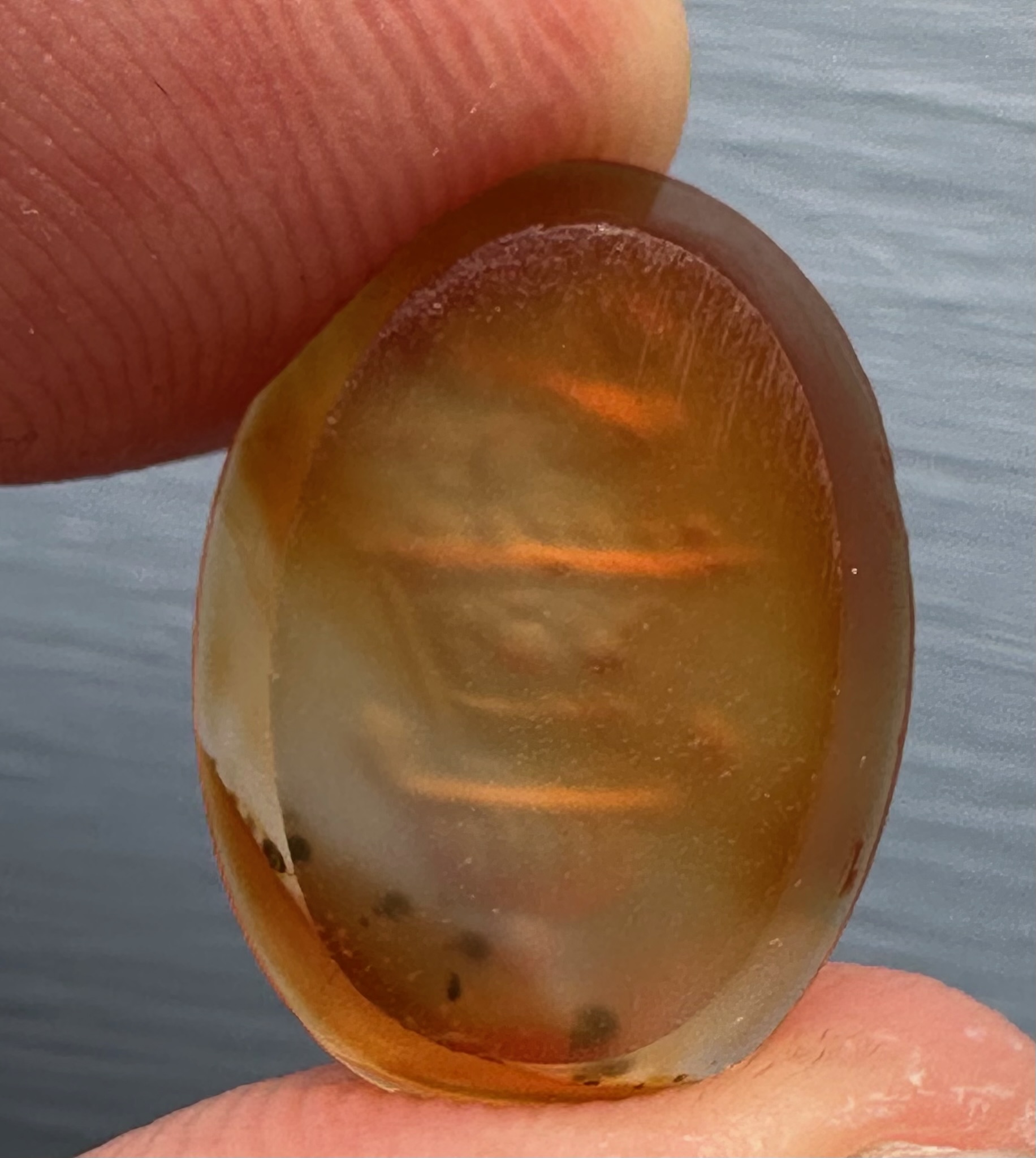 A large Roman agate intaglio. Sphinx on a bell-krater.
