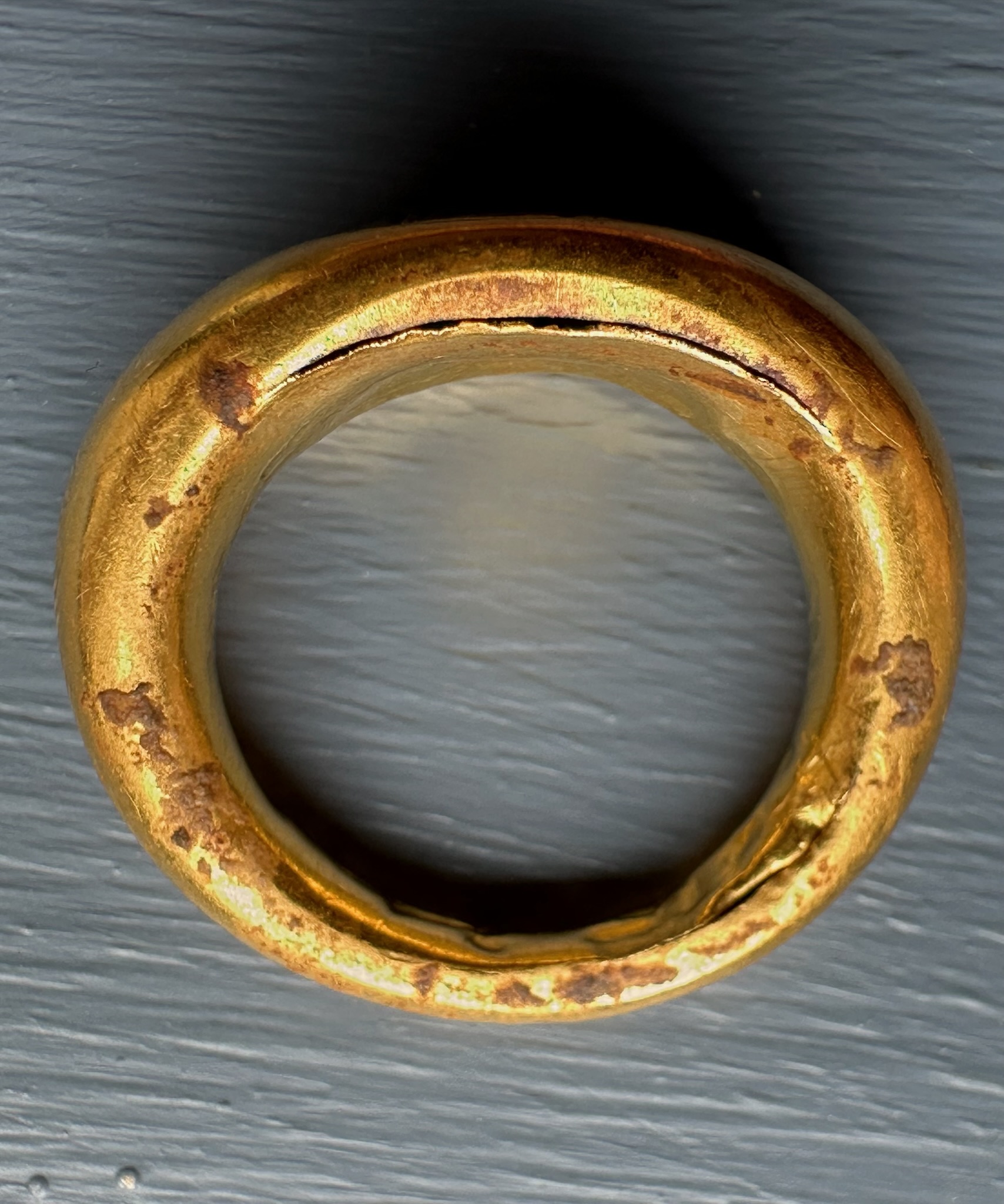 Roman Gold and Green Chalcedony Finger Ring. Satyr with Dionysiac Attributes.