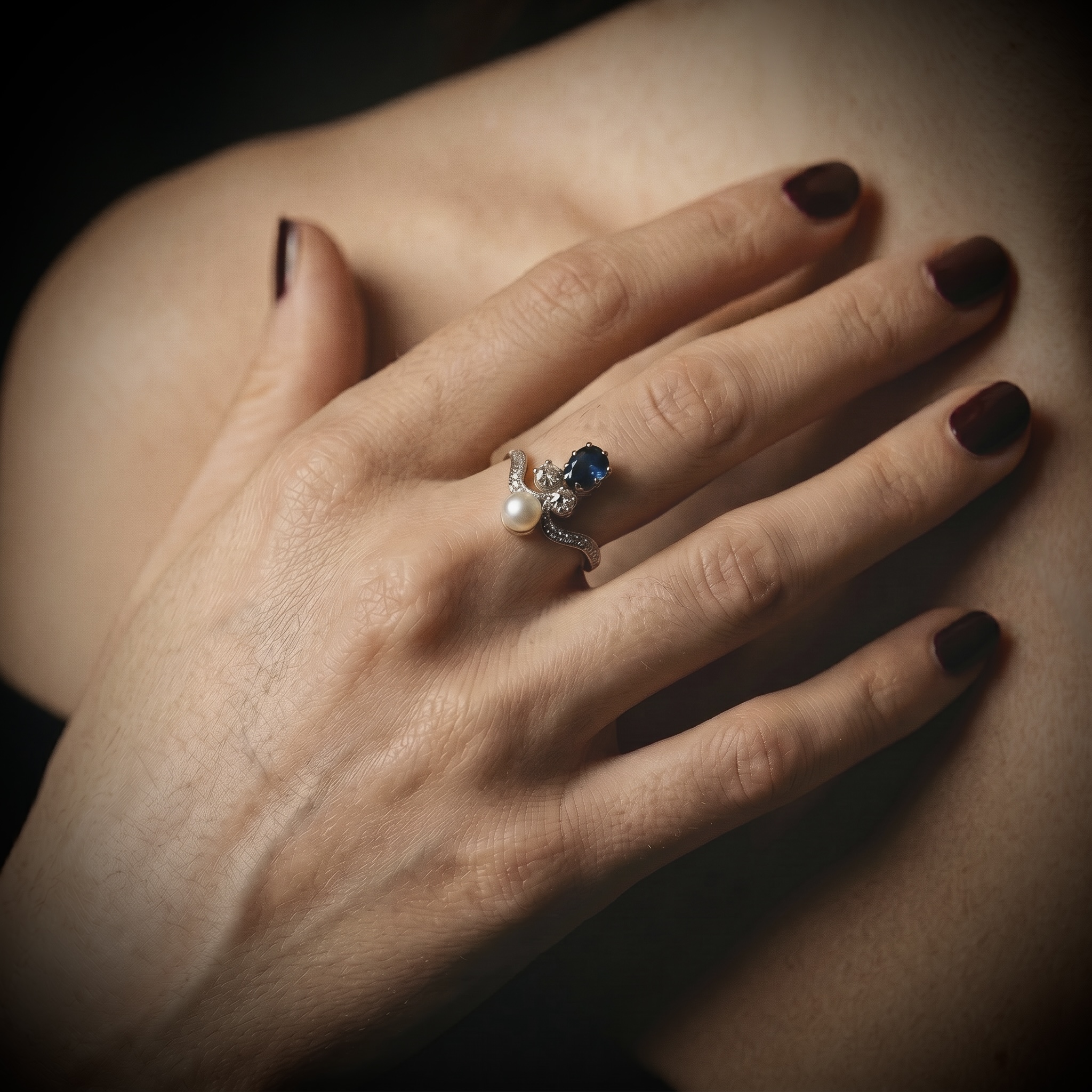 Bague Belle-Epoque « Noeud de ruban »