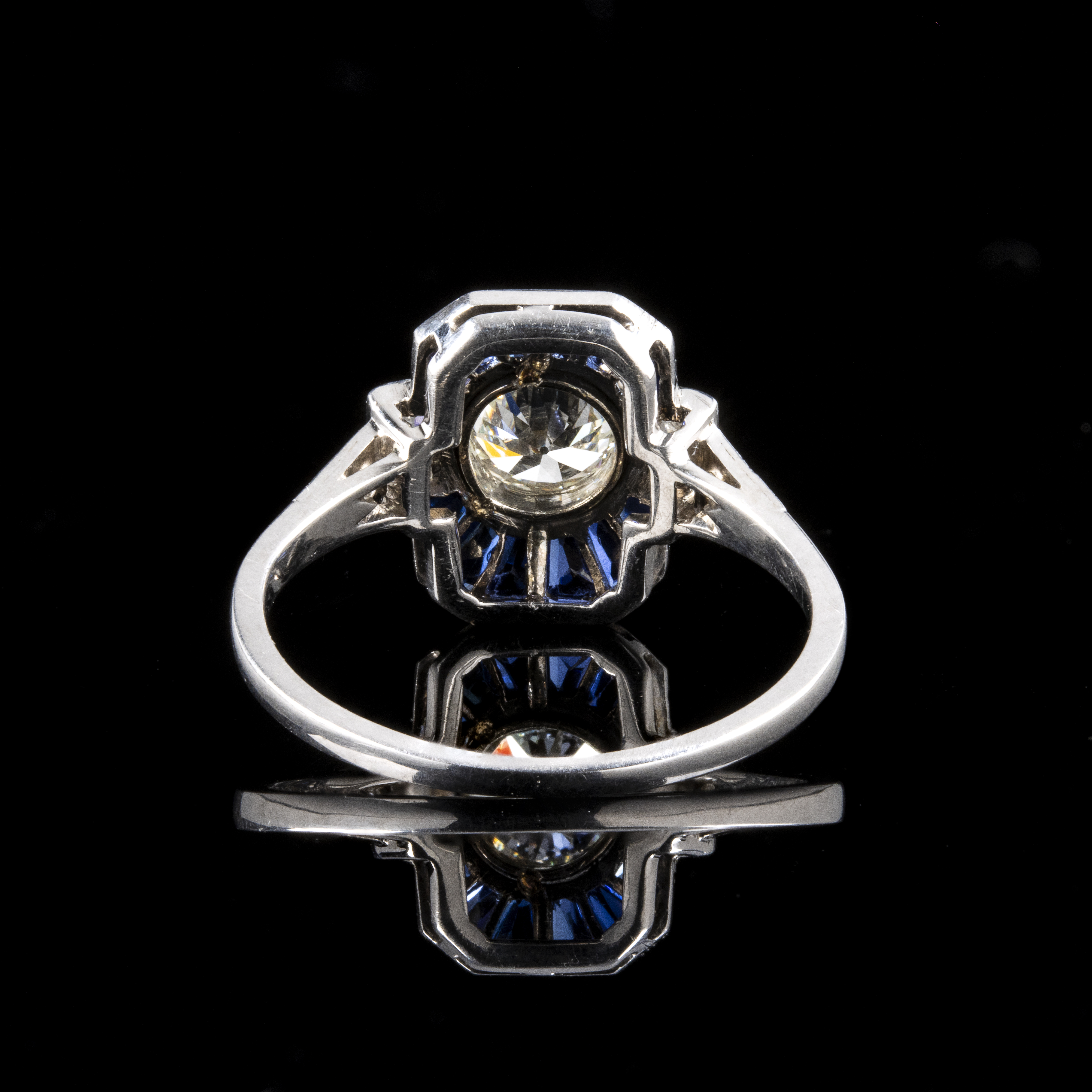 An Art Deco diamond and sapphire dress ring 