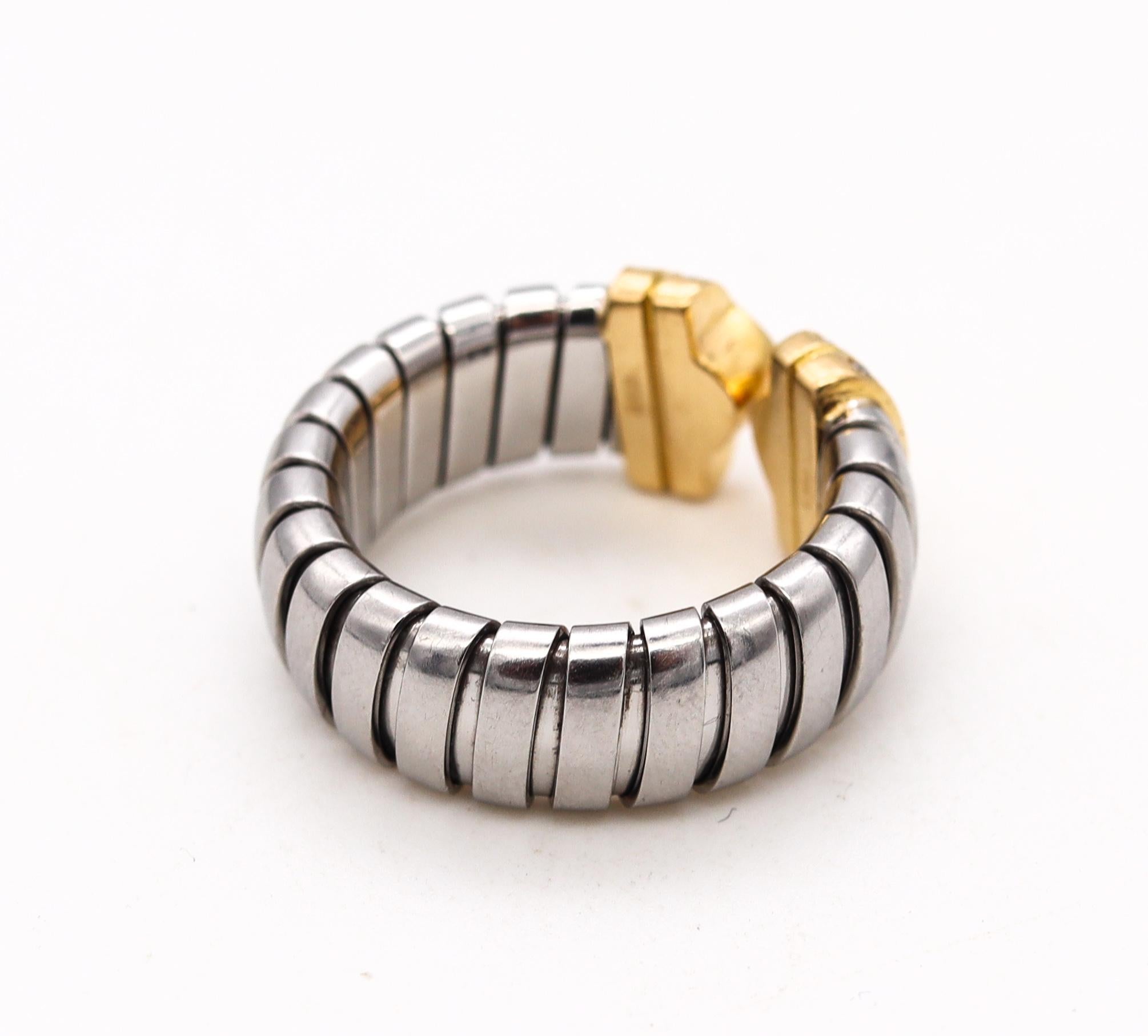 Bulgari, bague « Parentesi Tubogas » bicolore, diamants, vintage