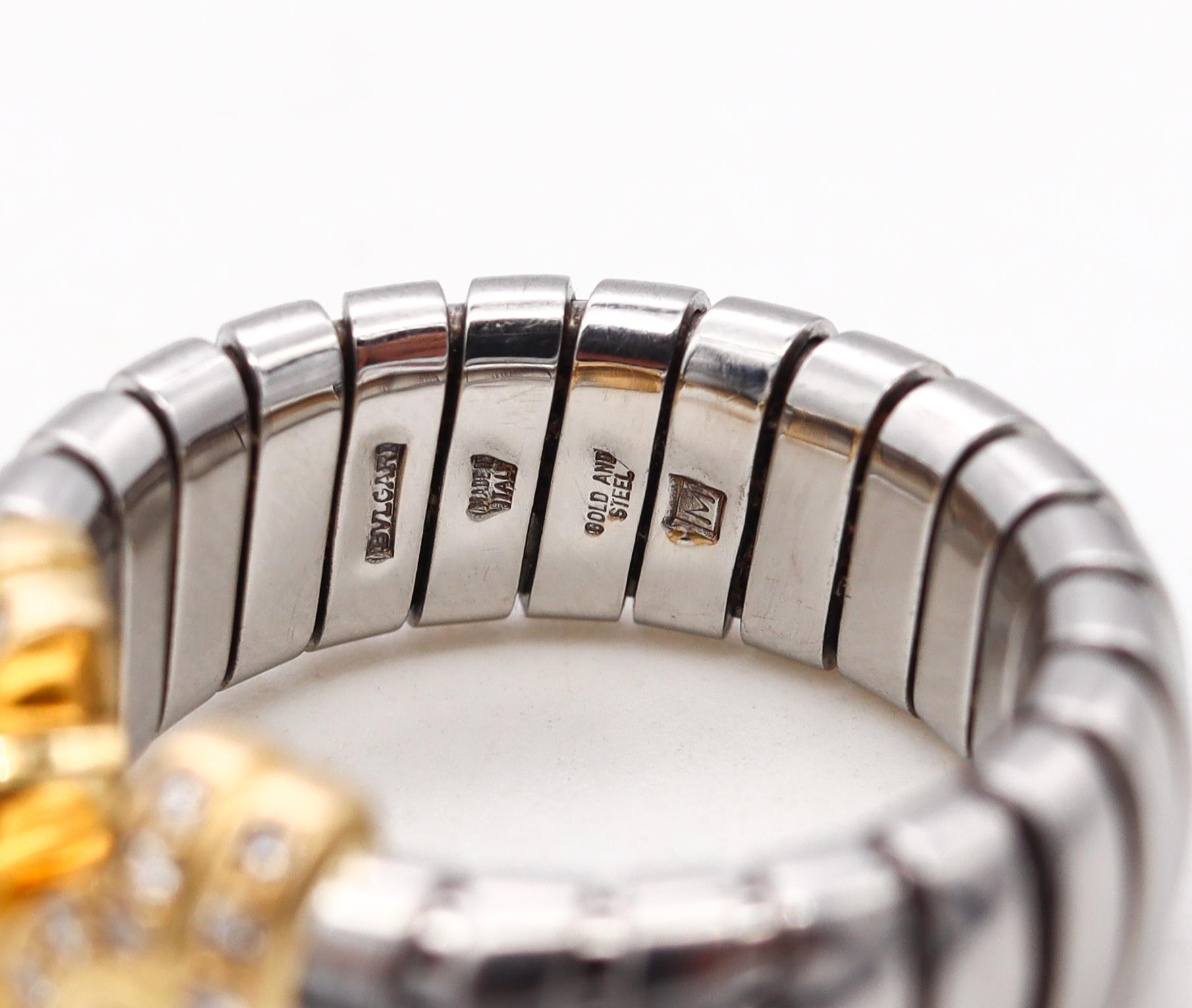 Bulgari, bague « Parentesi Tubogas » bicolore, diamants, vintage