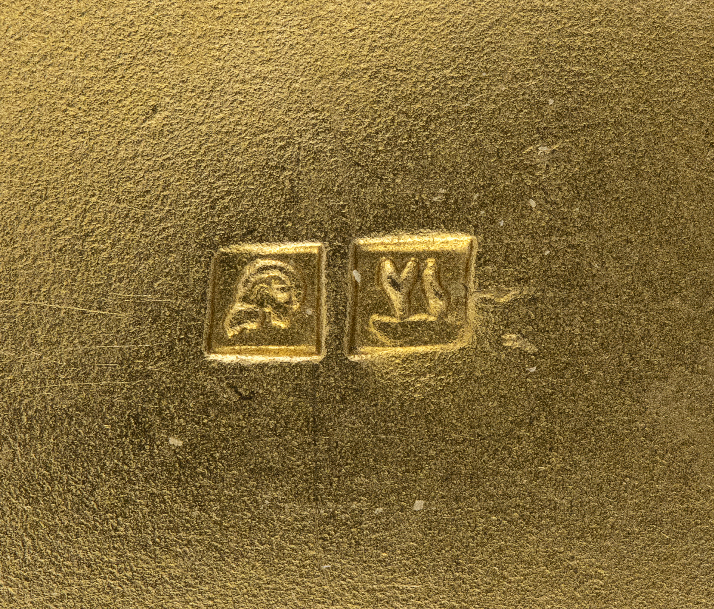 Late Period, A Late 19th c. Egyptian Revival gold brooch/pendant with a Late Period faience amulet of Taweret.  (664-332 BCE)