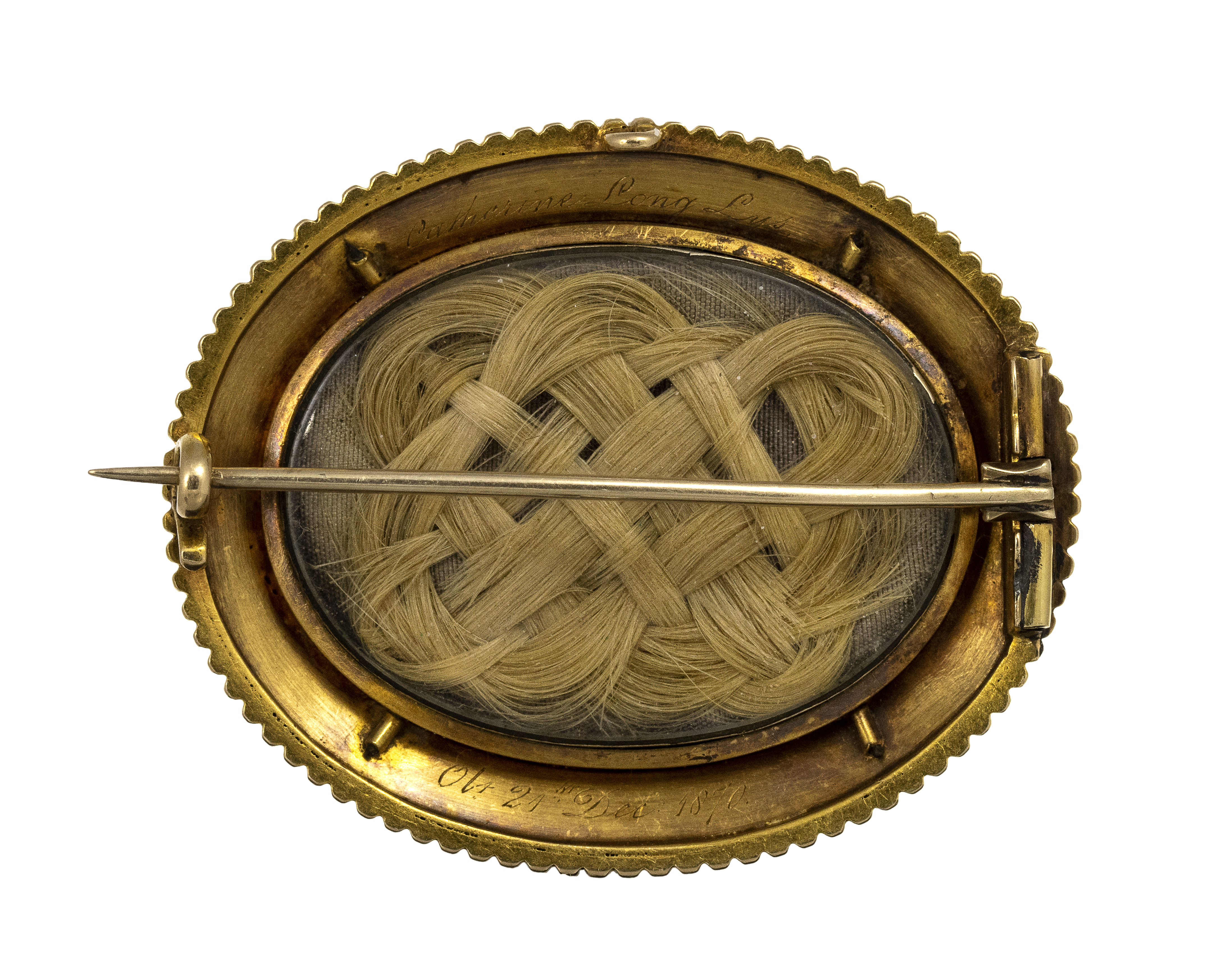 Elegant Victorian mourning gold and enamel brooch with central agate. (1870)