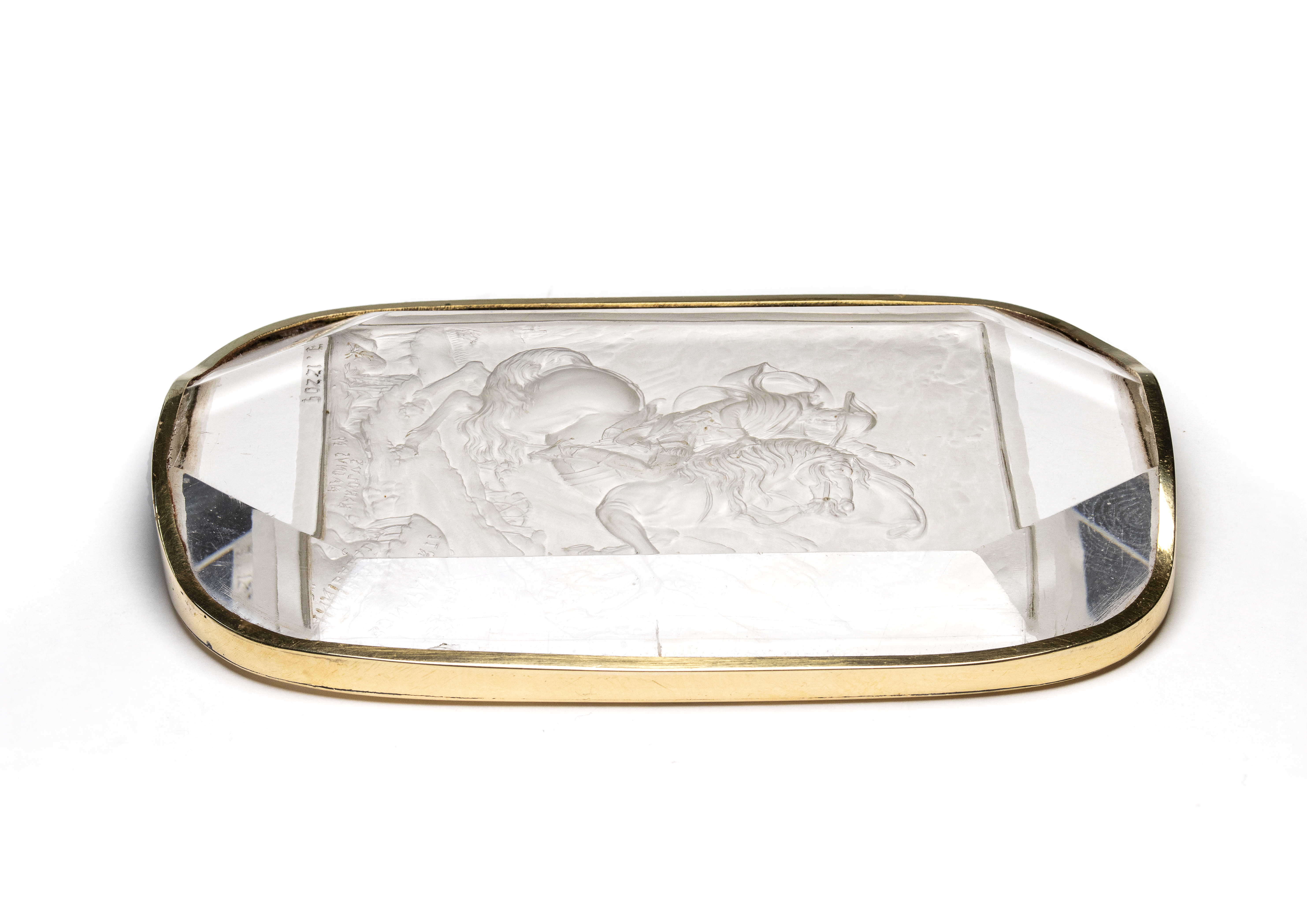 F.POZZI (1790-1844). Importante intaille sur cristal de roche figurant Napoléon Bonaparte d'après Jacques Louis David.  (First half of the 19th Century)