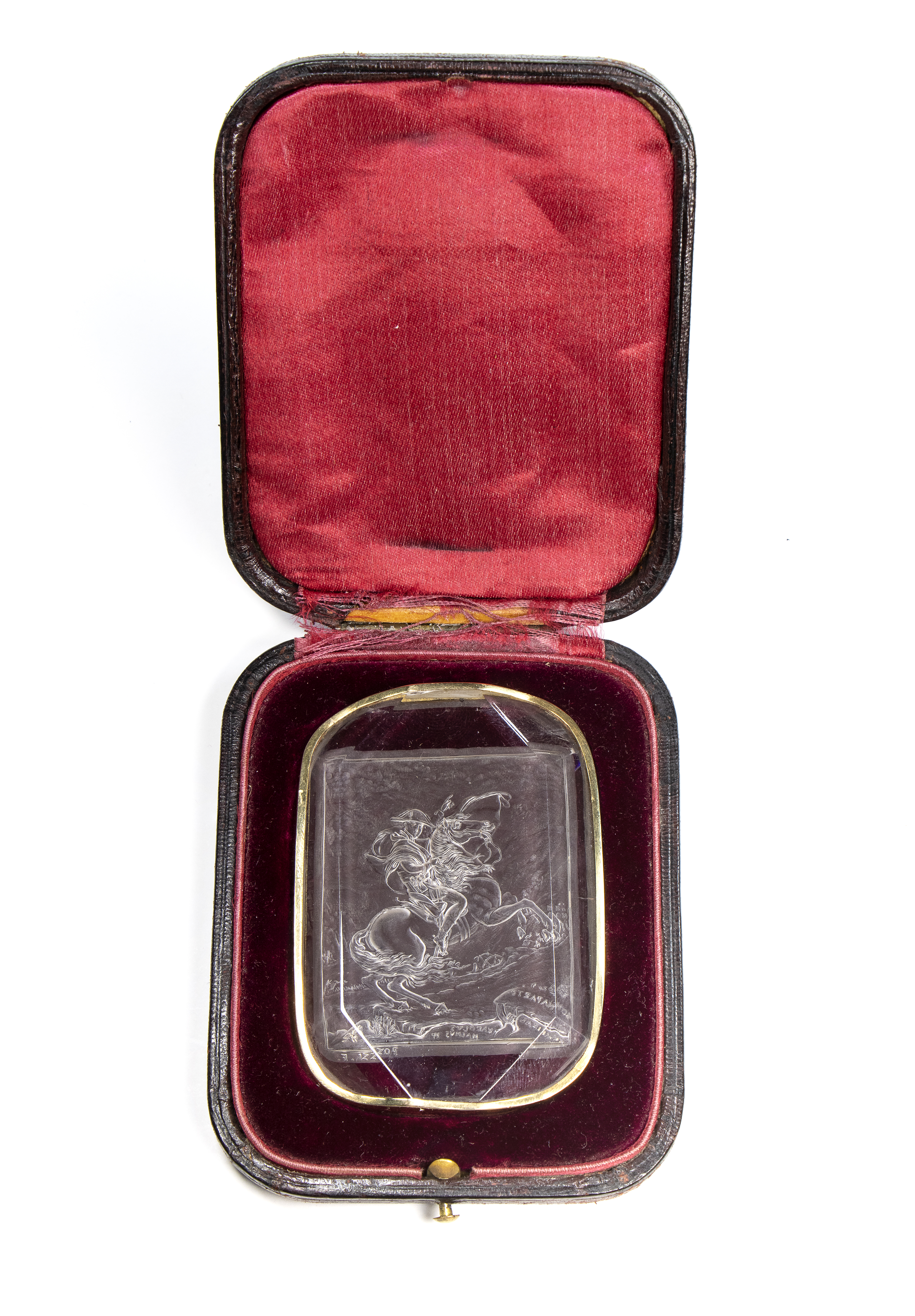 F.POZZI (1790-1844). Importante intaille sur cristal de roche figurant Napoléon Bonaparte d'après Jacques Louis David.  (First half of the 19th Century)