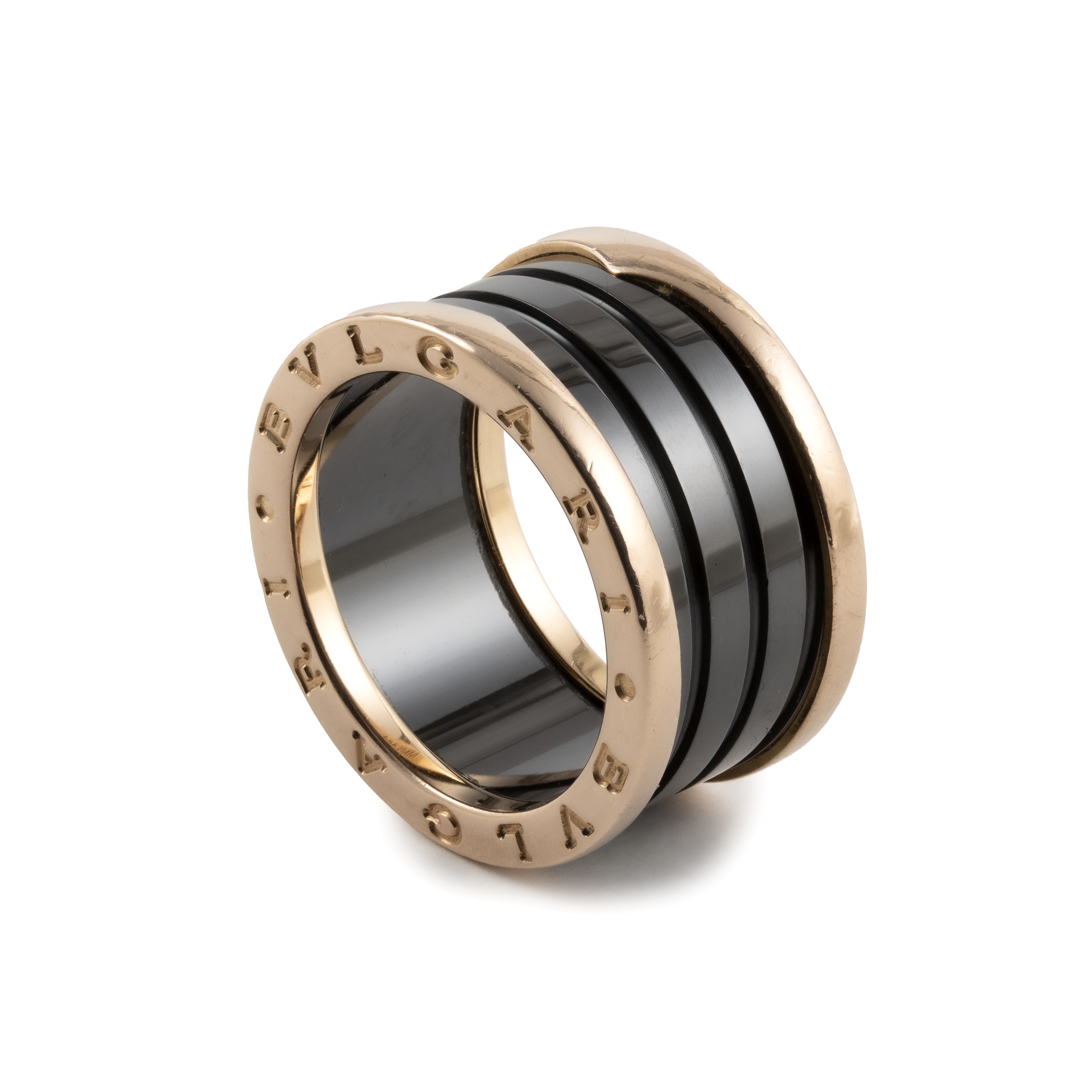 Bvlgari — B.zero1 Ring, Black Ceramic and 18-Carat Rose Gold (Four-Band)